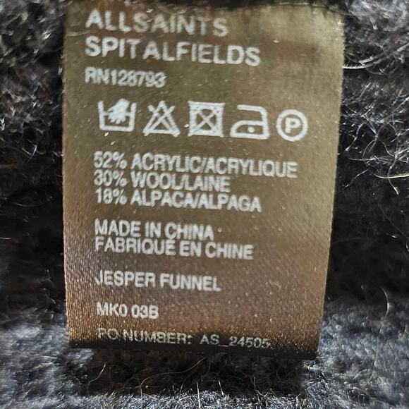 AllSaints Blue Jesper Funnel Neck Wool-Alpaca Sweater Size M - Picture 5 of 6